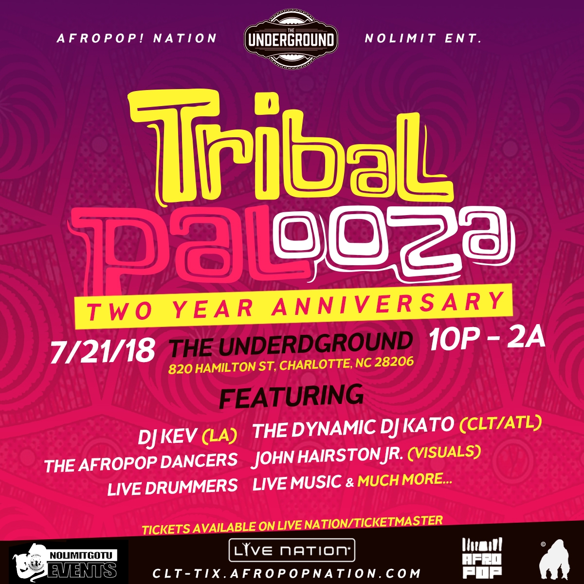 AfroPop! Charlotte: Tribal-Palooza, Two Year Anniversary!