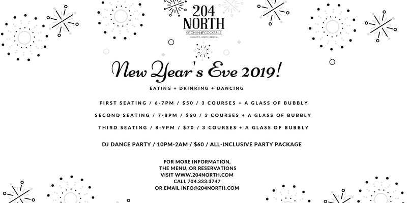 New Year's Eve 2019 at 204 North Kitchen & Cocktails